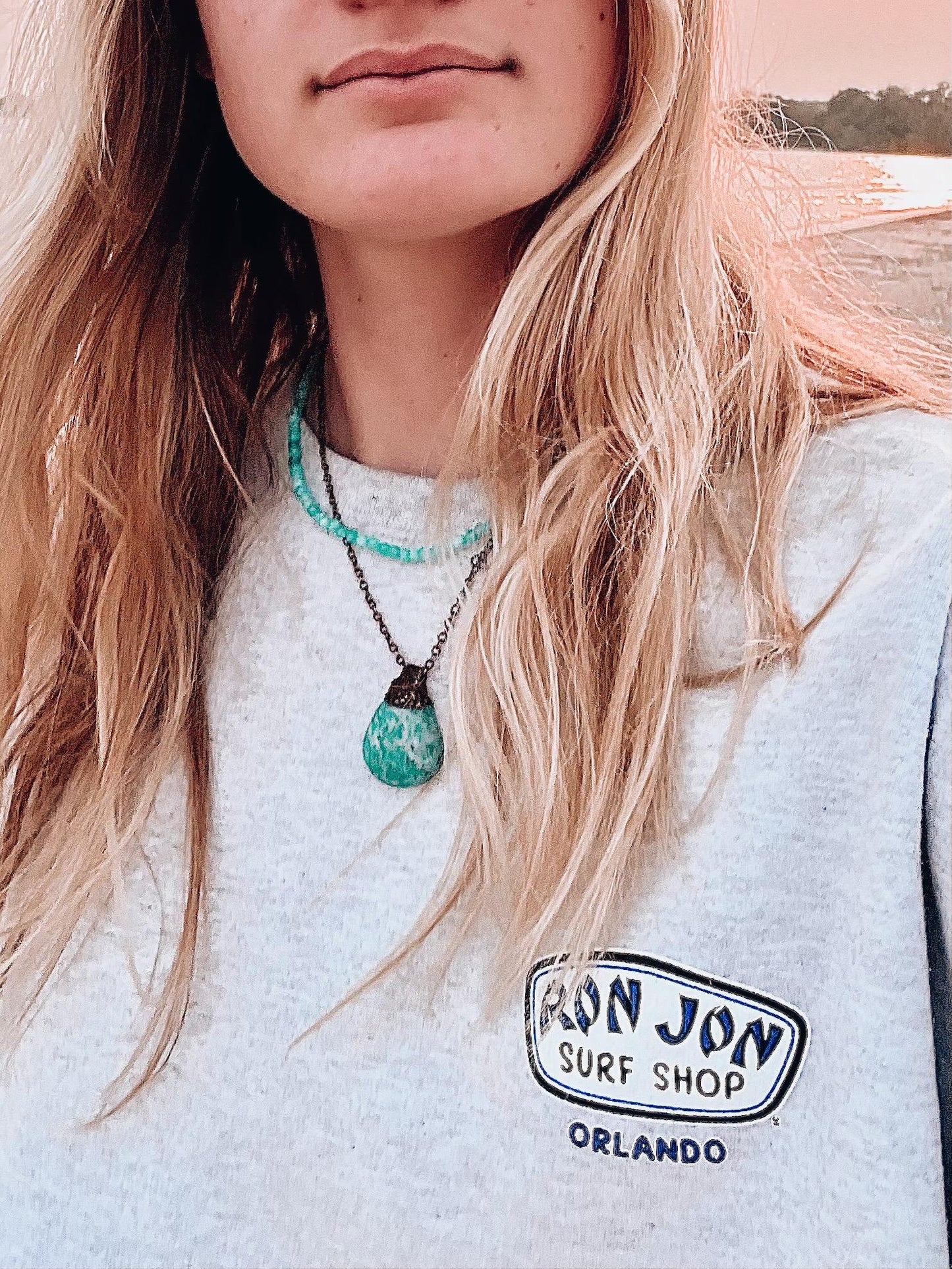 Amazonite Bead Necklace | Surfer Girl Natural Gen Stone choker | Summer 2025 Y2K 2000s necklace My Store