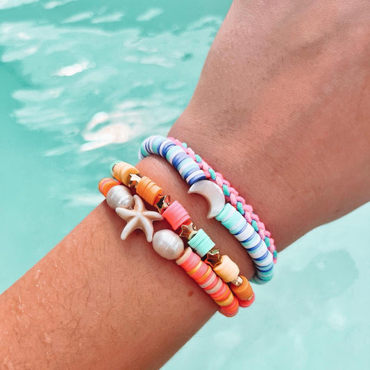 Clay Bead Heishi Bead • Surfer Beaded Bracelet • Coconut Girl Beach Aesthetic Bracelet • Stacking Clay Bead Bracelets • Surfer Style Preppy My Store