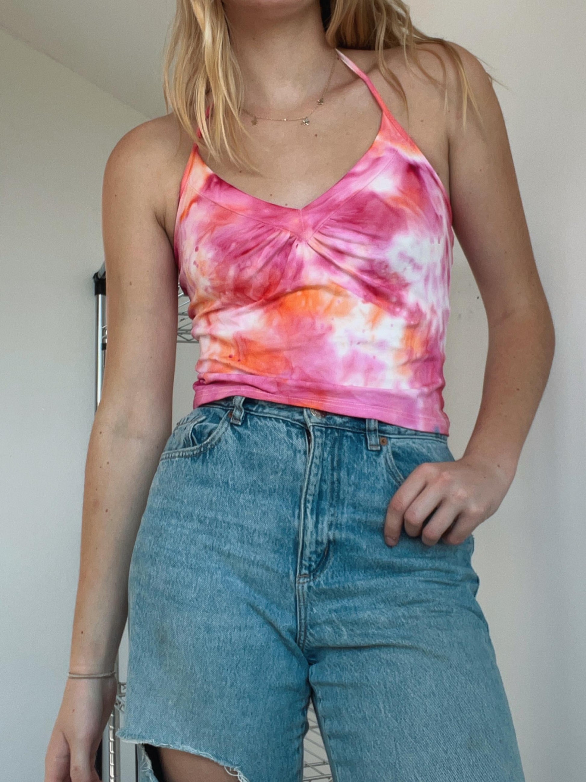Magenta / Orange Tiedye halter tank top | summer tiedye top | Halter top | tiedye fashion My Store