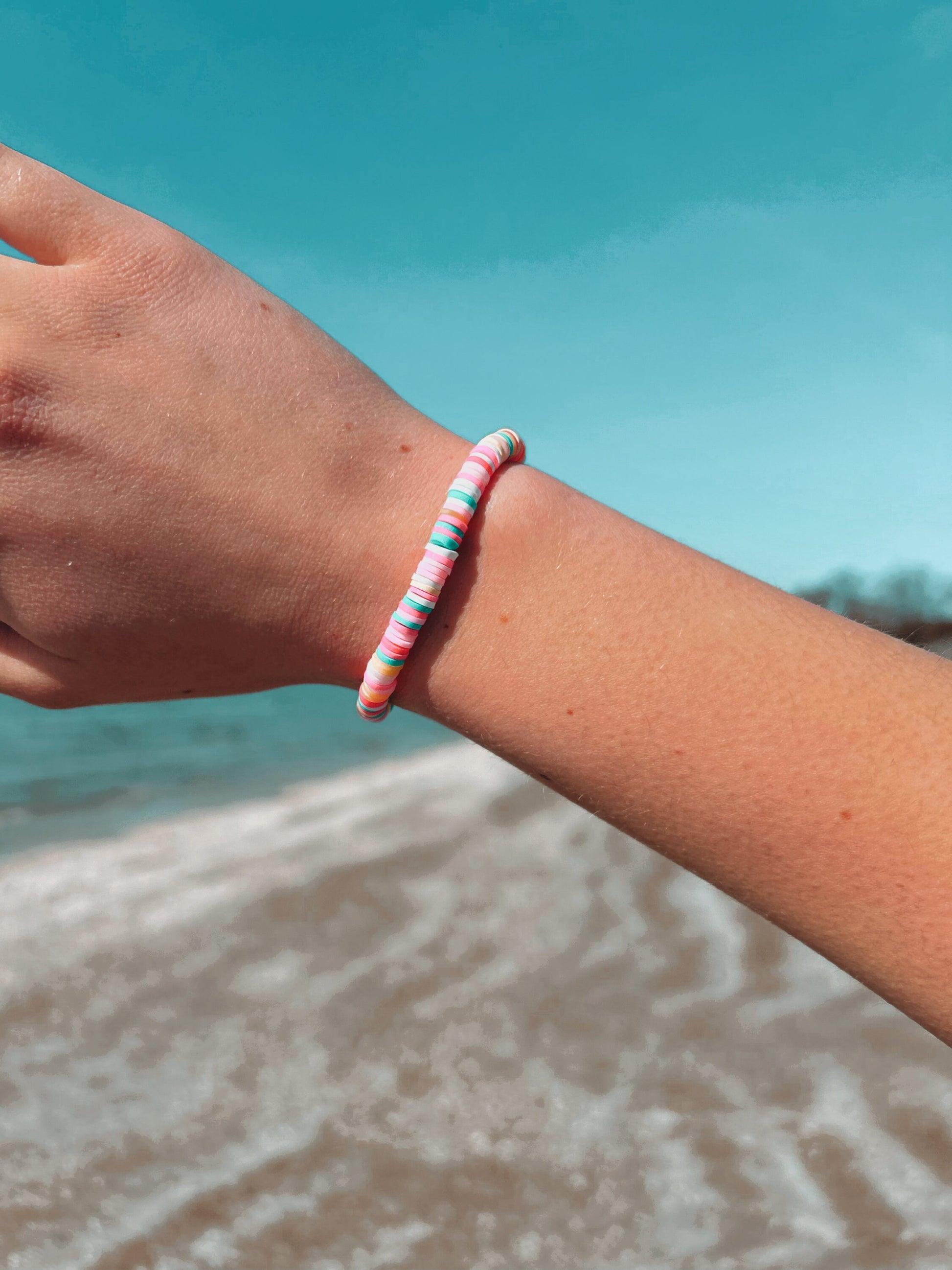 Polymer Bead Bracelet • Surfer Beaded Bracelet • Clay Bracelet • Surf Aesthetic • Stacking Bracelets • Preppy Bracelet • Disc Bead Bracelets My Store