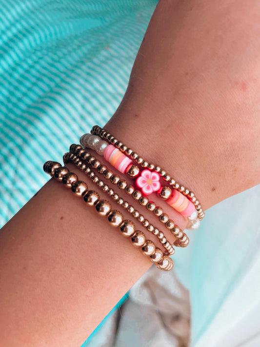 Hibiscus Bracelet Summer Stack | Vacation bracelet - Gold Bracelet Stacking Set | 2000s Y2K Beach Girl Jewelry | Summer Gold Bracelet My Store
