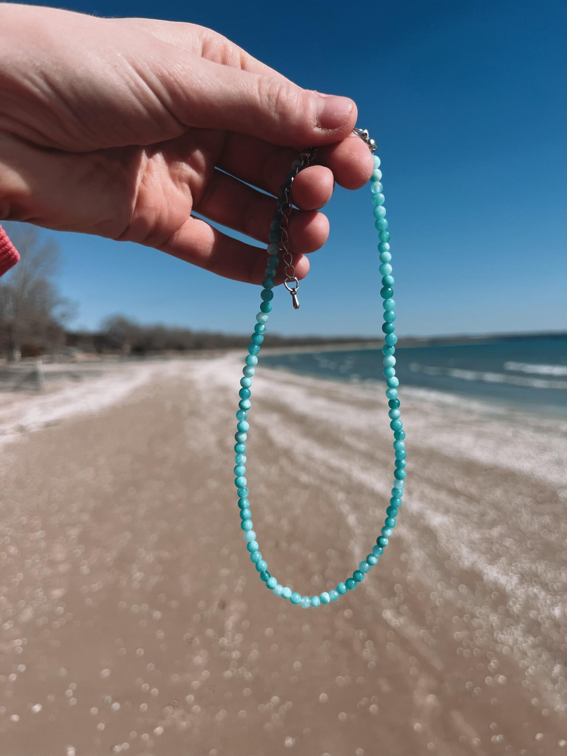 Amazonite Bead Necklace | Surfer Girl Natural Gen Stone choker | Summer 2025 Y2K 2000s necklace My Store