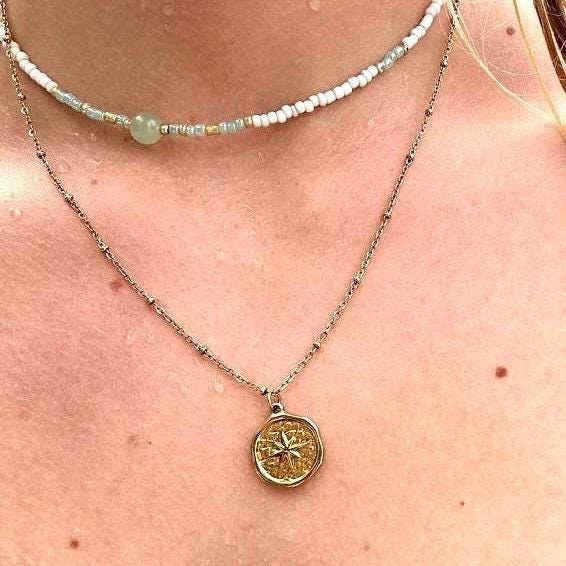 compass necklace | Gold plated Stainless Steel Compass Style Necklace | Outerbanks | Royal Merchant Necklace | 1 Pcs My Store
