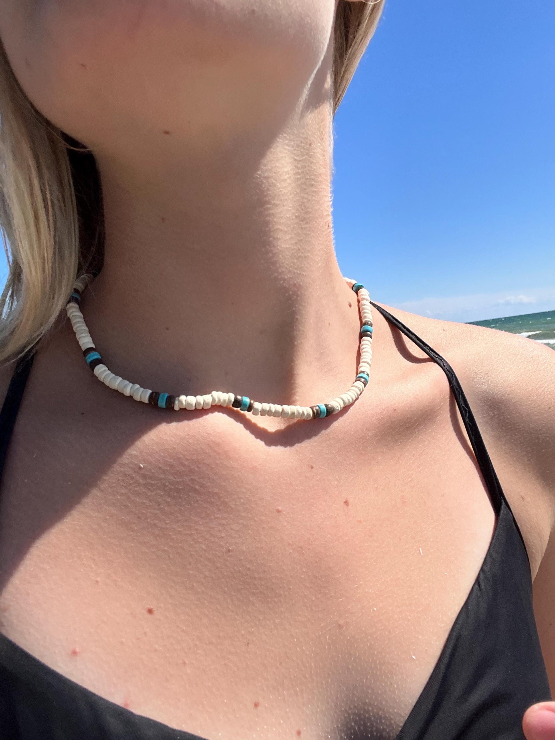 Outerbanks Style Surfer Necklace, Unisex surfer Necklace,Men’s Beaded Necklace, Heishi bead necklace, wooden jewelry, Woman’s beach necklace My Store