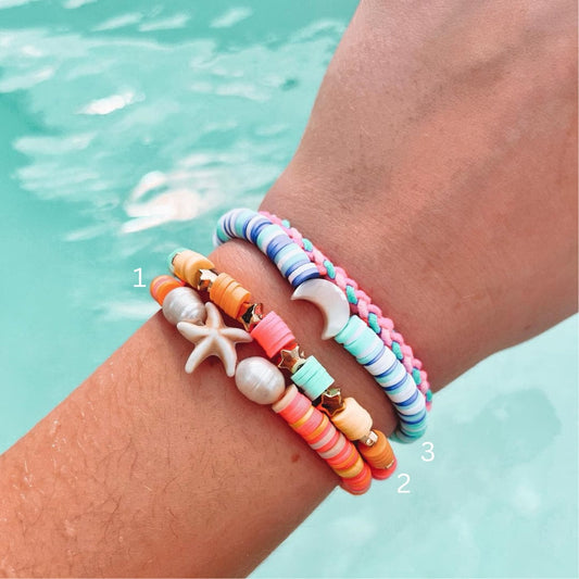 Clay Bead Heishi Bead • Surfer Beaded Bracelet • Coconut Girl Beach Aesthetic Bracelet • Stacking Clay Bead Bracelets • Surfer Style Preppy My Store