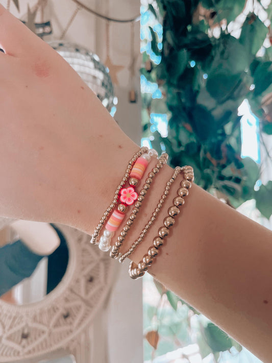 Hibiscus Bracelet Summer Stack | Vacation bracelet - Gold Bracelet Stacking Set | 2000s Y2K Beach Girl Jewelry | Summer Gold Bracelet My Store