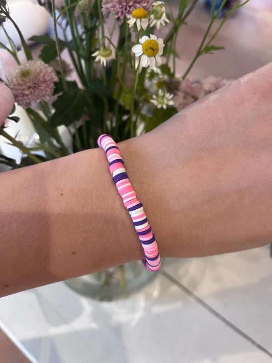 Pink and Purple Heishi Bracelet | Surfer style bracelets | Summer 2025 | Waterproof jewlery | Summer Jewlery | Vacation Bracelet My Store