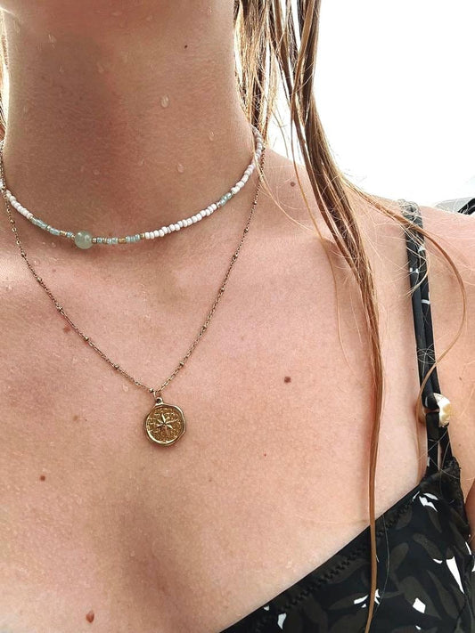 compass necklace | Gold plated Stainless Steel Compass Style Necklace | Outerbanks | Royal Merchant Necklace | 1 Pcs My Store