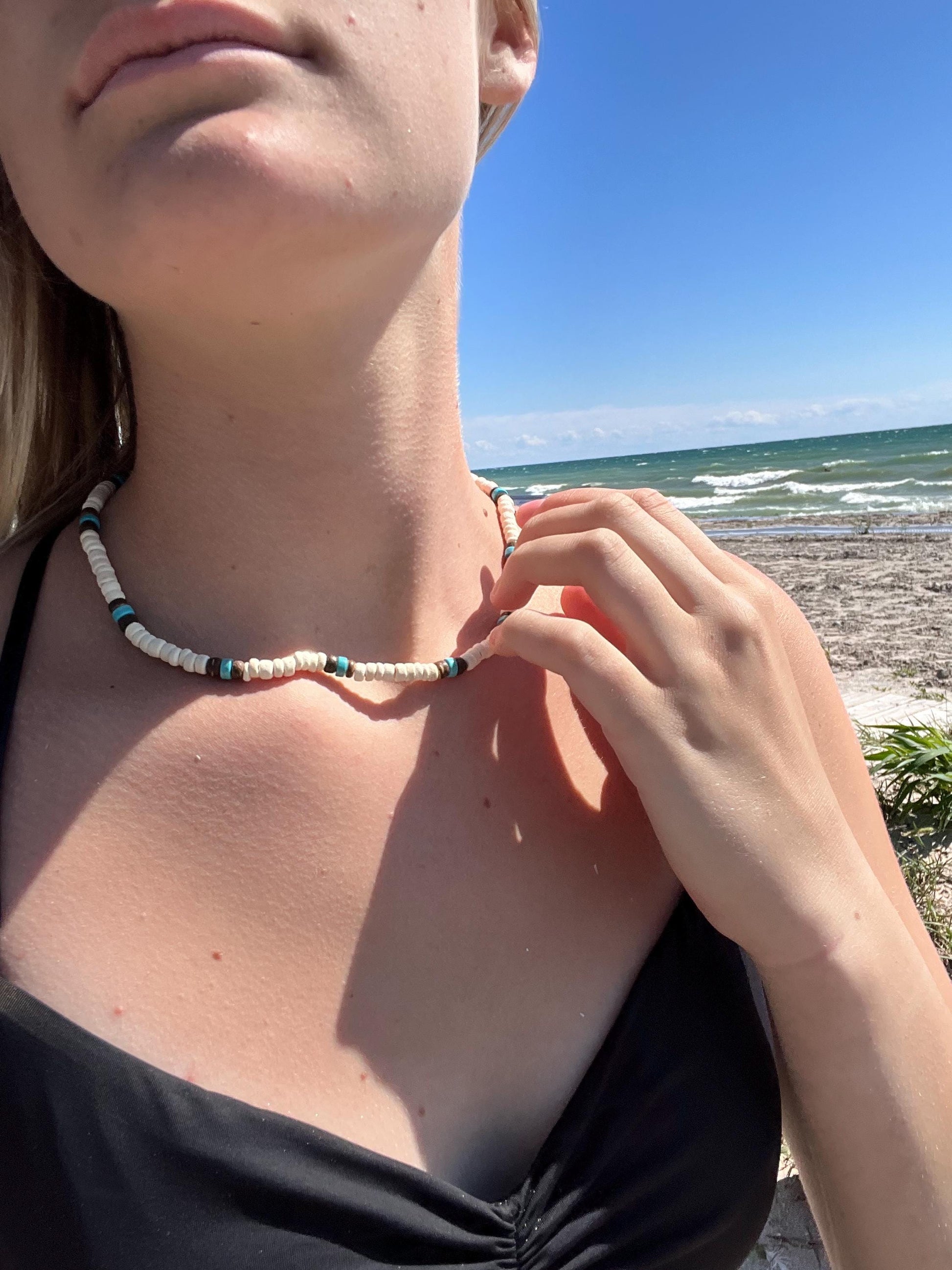 Outerbanks Style Surfer Necklace, Unisex surfer Necklace,Men’s Beaded Necklace, Heishi bead necklace, wooden jewelry, Woman’s beach necklace My Store