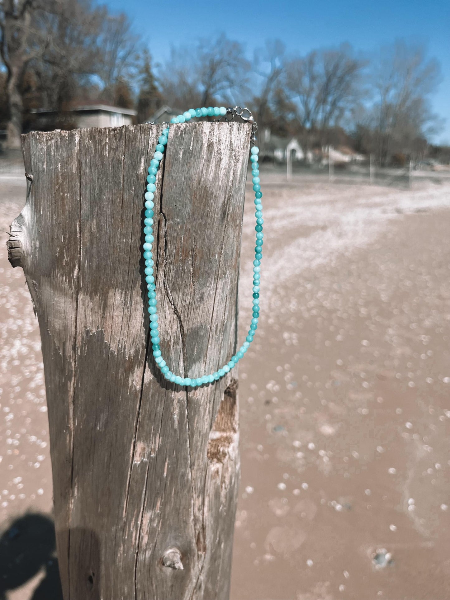 Amazonite Bead Necklace | Surfer Girl Natural Gen Stone choker | Summer 2025 Y2K 2000s necklace My Store