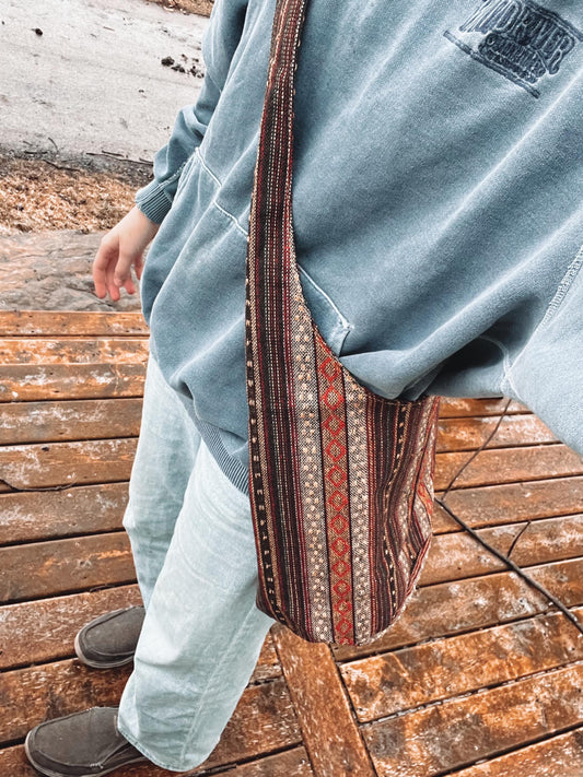 Hippie Style Beach Adventure side tote bag | Shoulder Side Striped Tote bag | Outerbanks Style Bag My Store