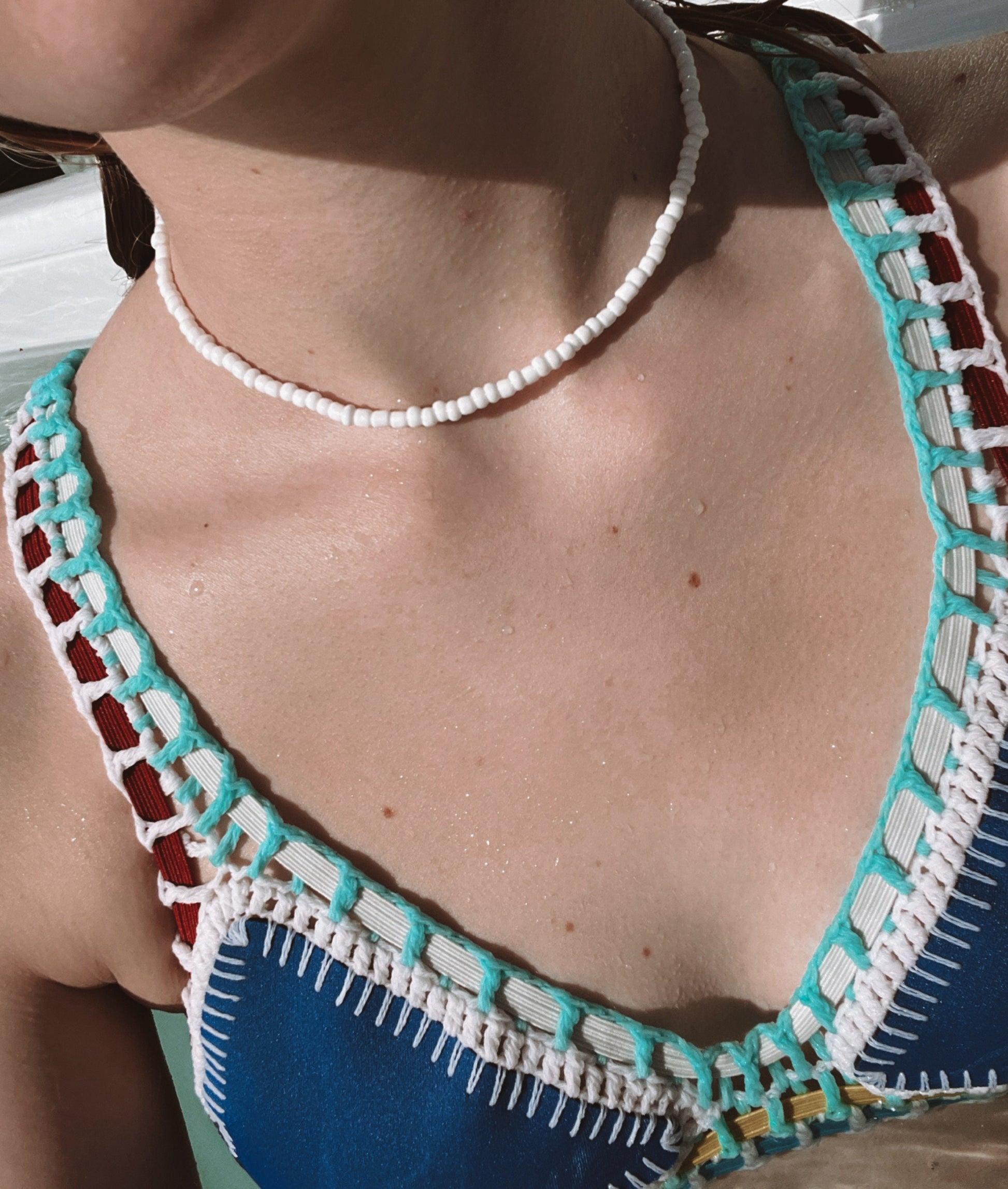 Seed Bead Necklace | White Bead Choker | White Choker Necklace | Surfer Girl Necklace | Summer Necklace | Outerbanks Necklace | Beach Choker My Store