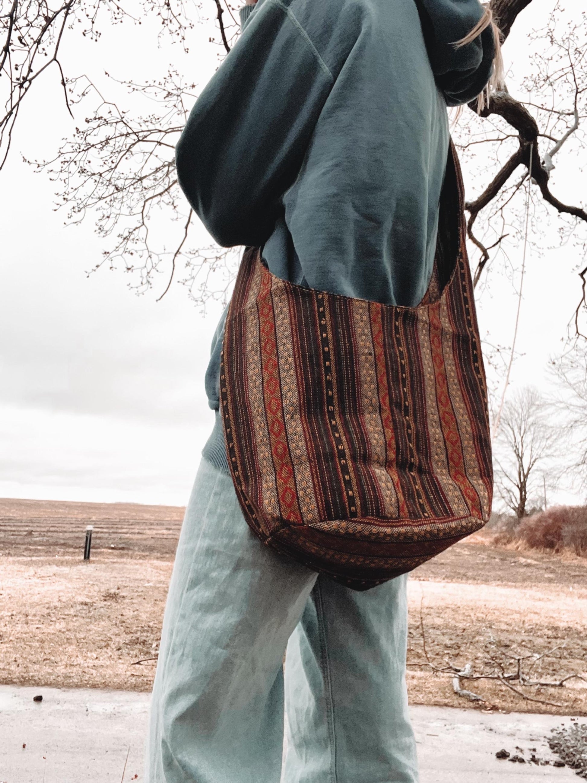 Hippie Style Beach Adventure side tote bag | Shoulder Side Striped Tote bag | Outerbanks Style Bag My Store