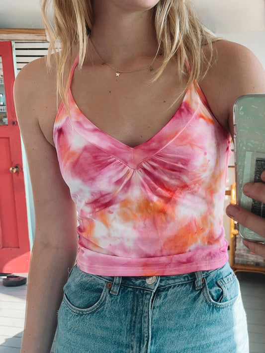 Magenta / Orange Tiedye halter tank top | summer tiedye top | Halter top | tiedye fashion My Store