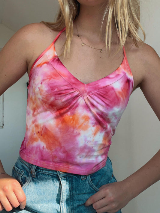 Magenta / Orange Tiedye halter tank top | summer tiedye top | Halter top | tiedye fashion My Store