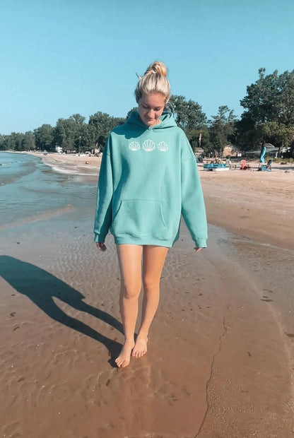 Teal Seashell Hand Drawn Hoodie