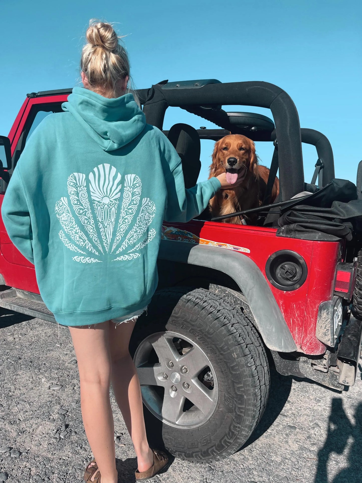 Teal Seashell Hand Drawn Hoodie