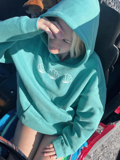 Teal Seashell Hand Drawn Hoodie