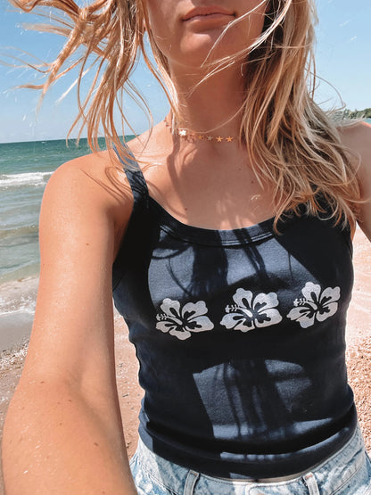 Navy Habiscus Surfer Tank Top