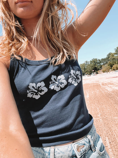 Navy Habiscus Surfer Tank Top