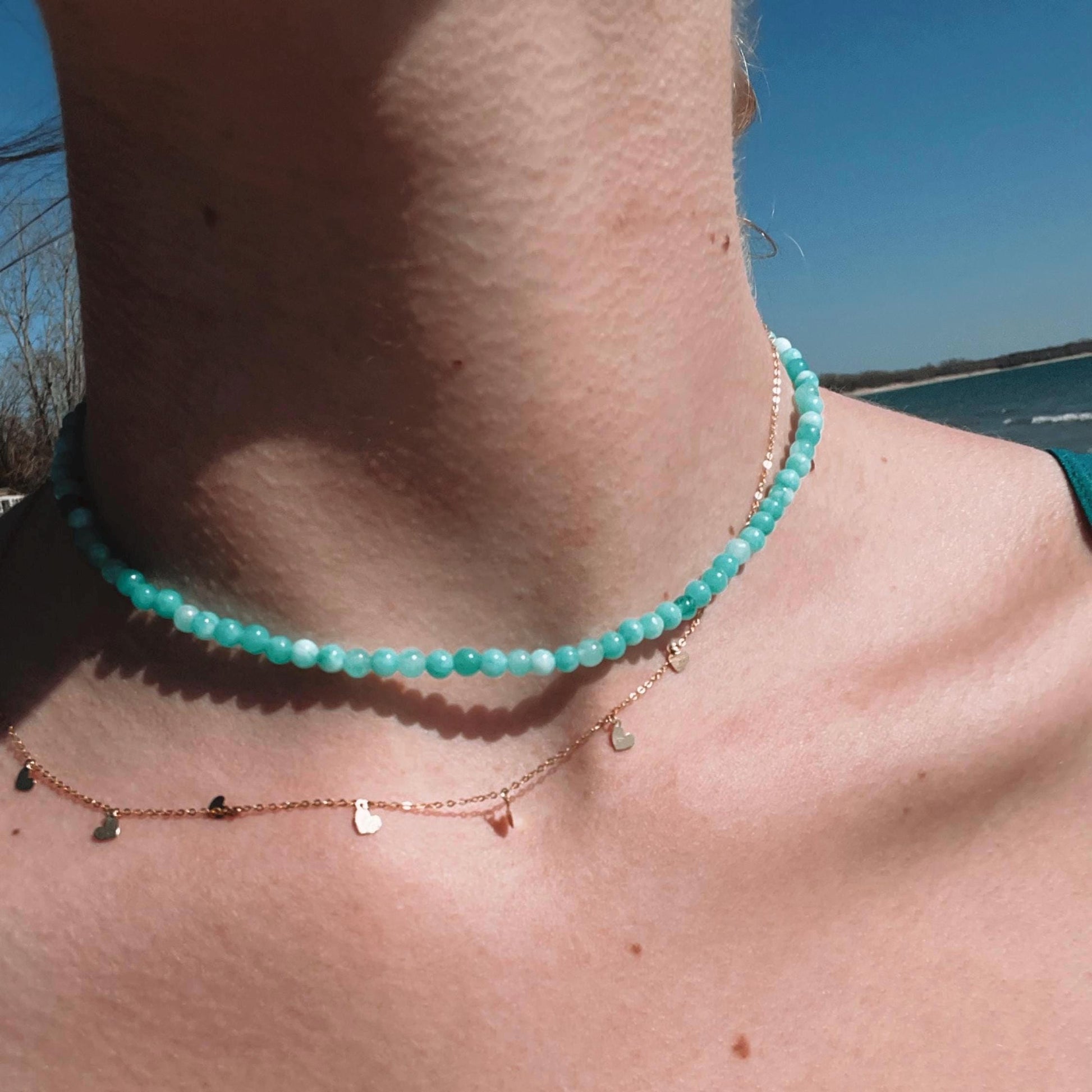 Amazonite Bead Necklace | Surfer Girl Natural Gen Stone choker | Summer 2025 Y2K 2000s necklace My Store