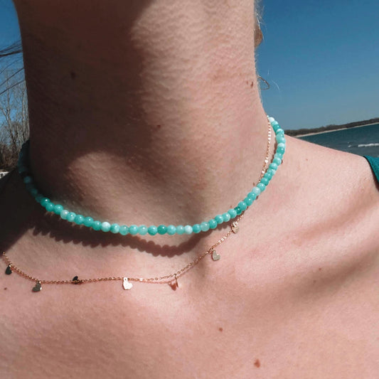 Amazonite Bead Necklace | Surfer Girl Natural Gen Stone choker | Summer 2025 Y2K 2000s necklace My Store