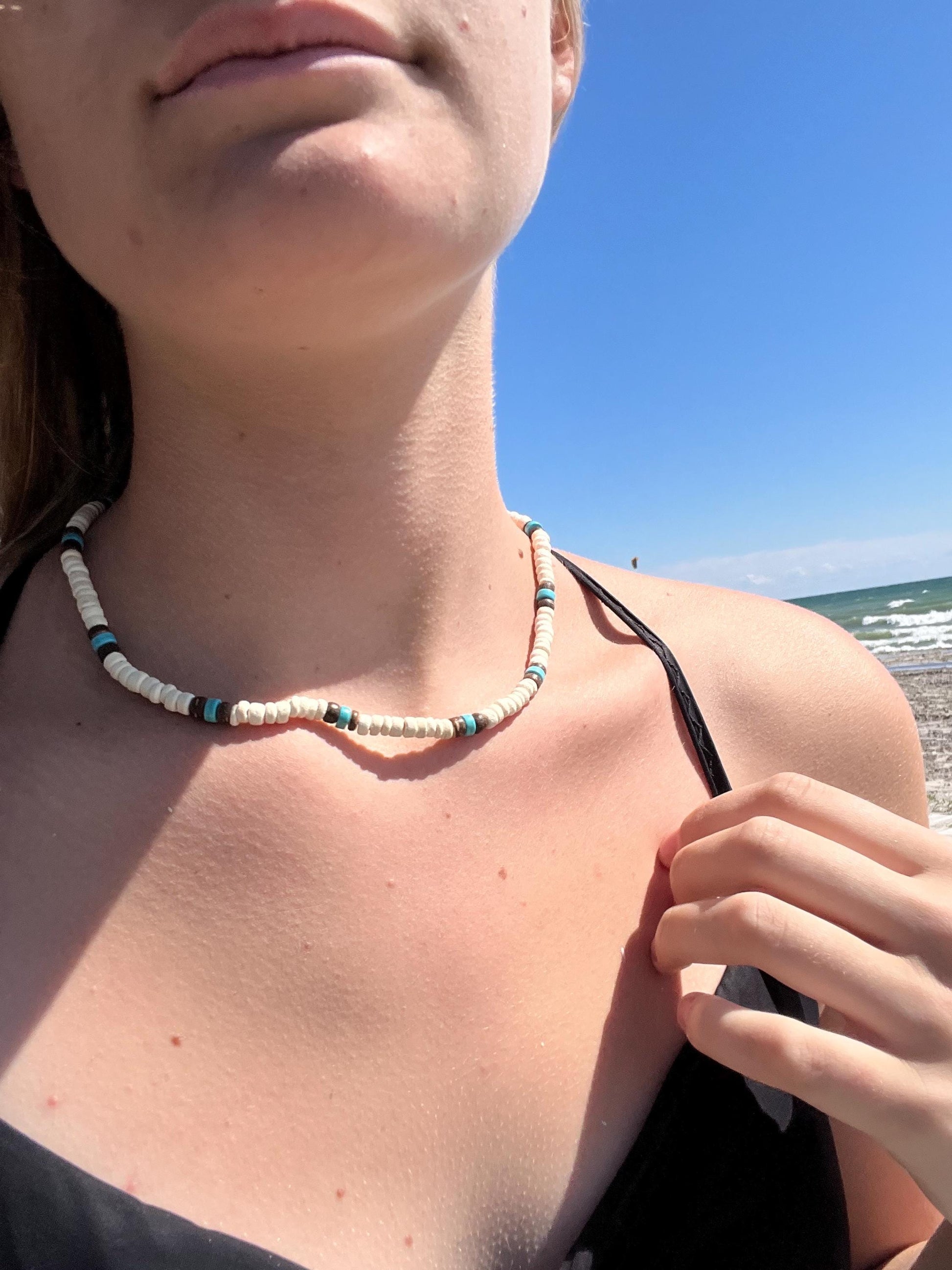 Outerbanks Style Surfer Necklace, Unisex surfer Necklace,Men’s Beaded Necklace, Heishi bead necklace, wooden jewelry, Woman’s beach necklace My Store