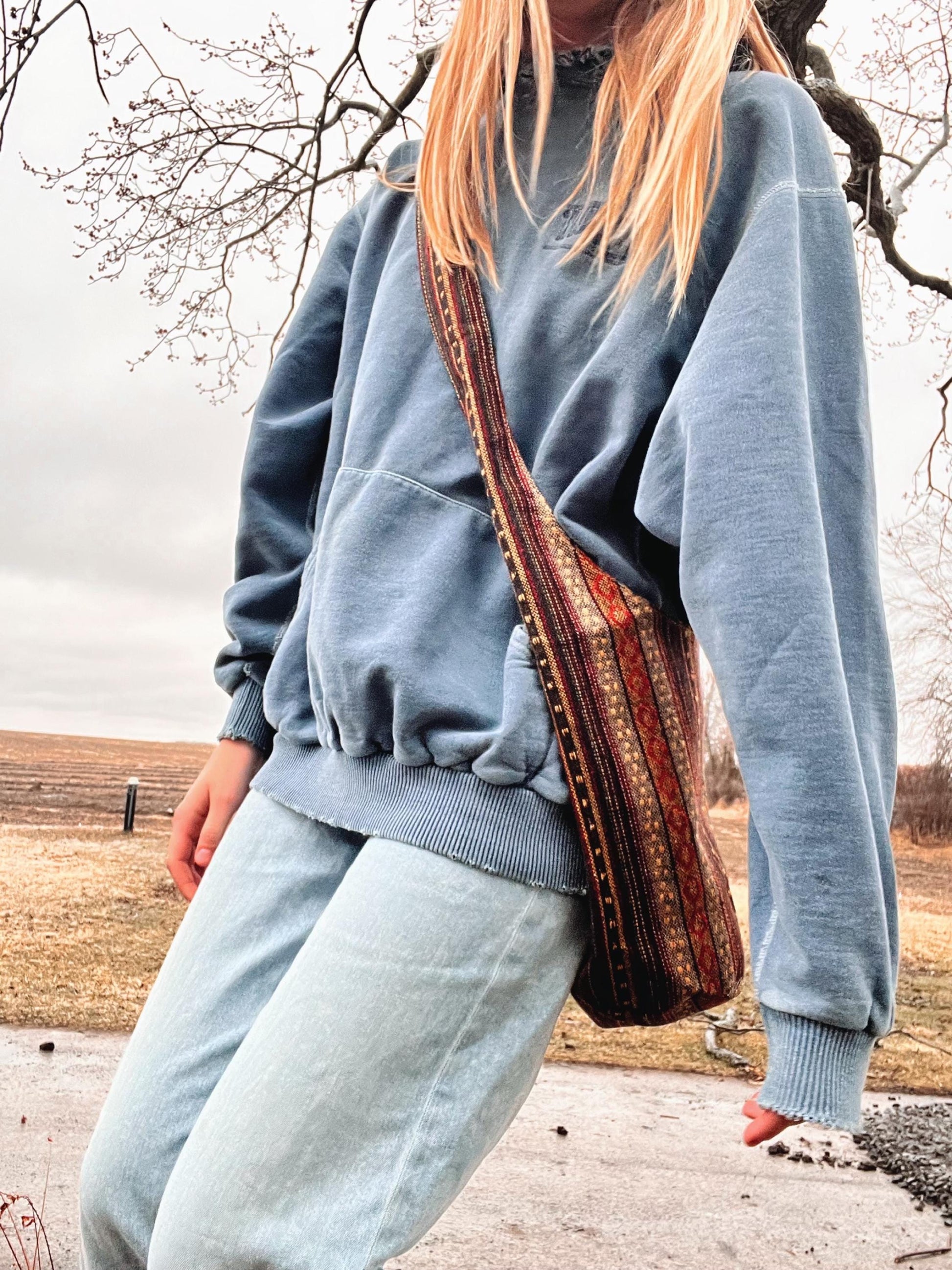 Hippie Style Beach Adventure side tote bag | Shoulder Side Striped Tote bag | Outerbanks Style Bag My Store