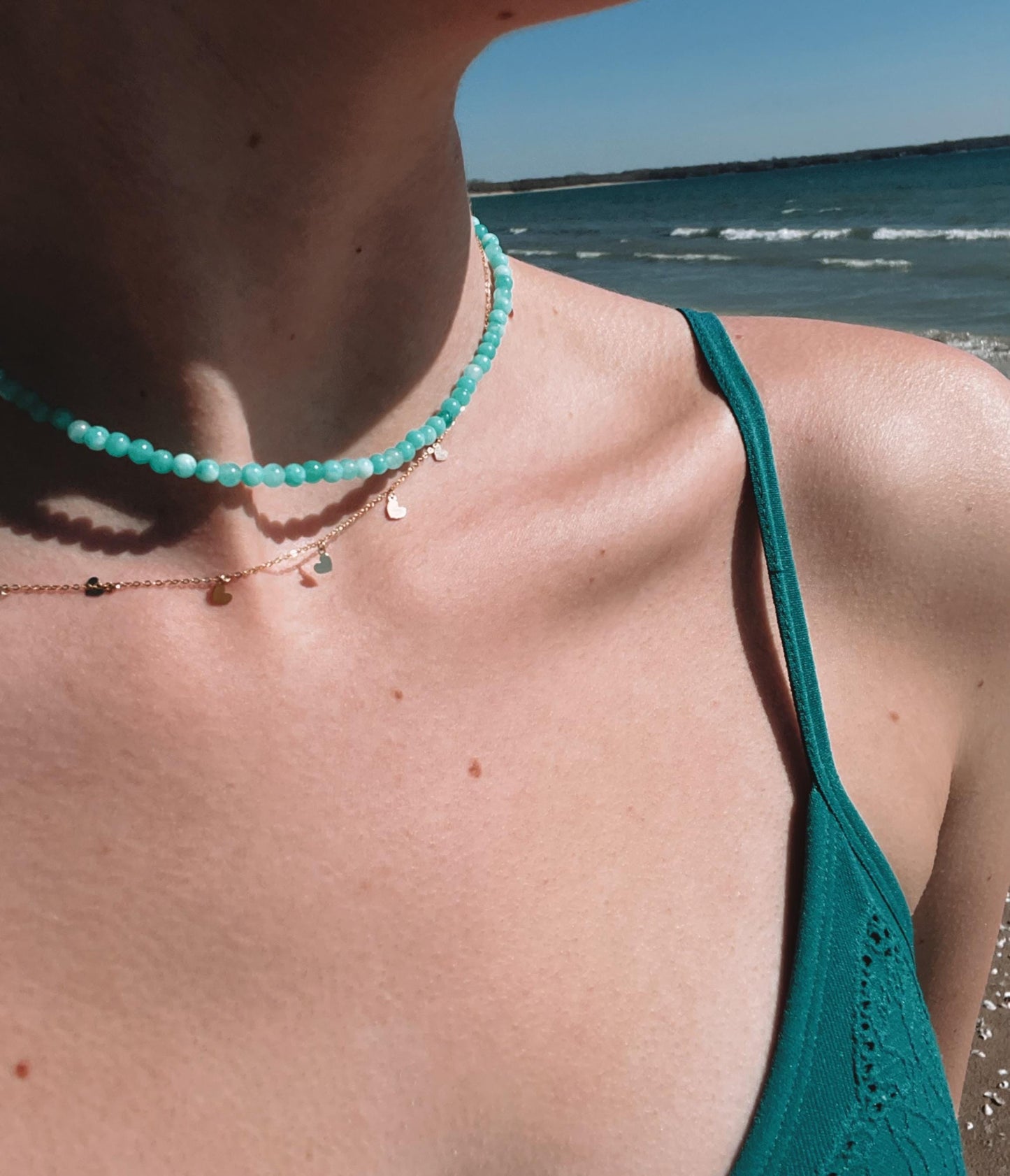 Amazonite Bead Necklace | Surfer Girl Natural Gen Stone choker | Summer 2025 Y2K 2000s necklace My Store