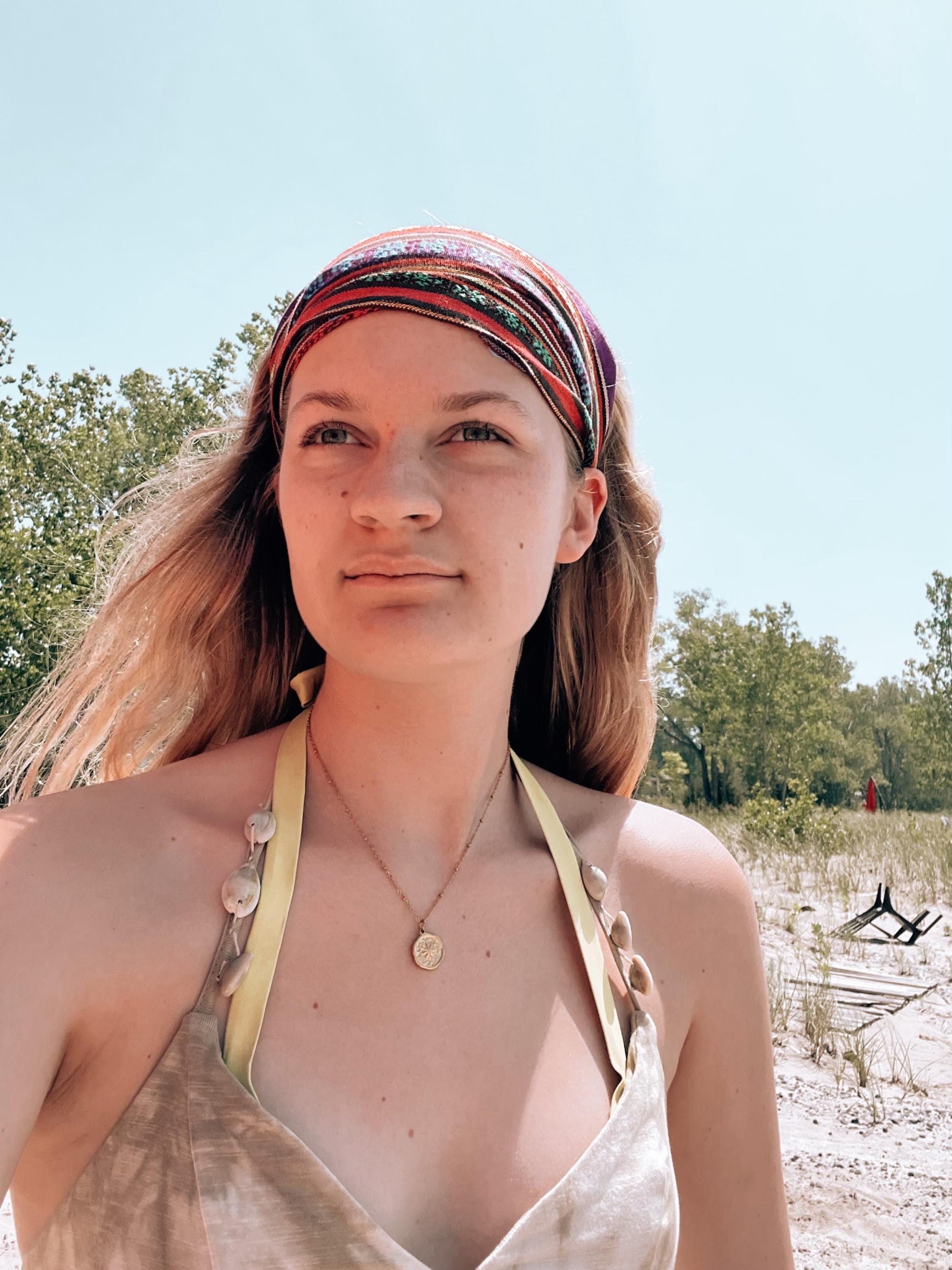Boho Style | Linen Style Summer Headband | Striped design | Beachy Cotton Bandanna | Outerbanks Style Headband | Pouge OBX My Store