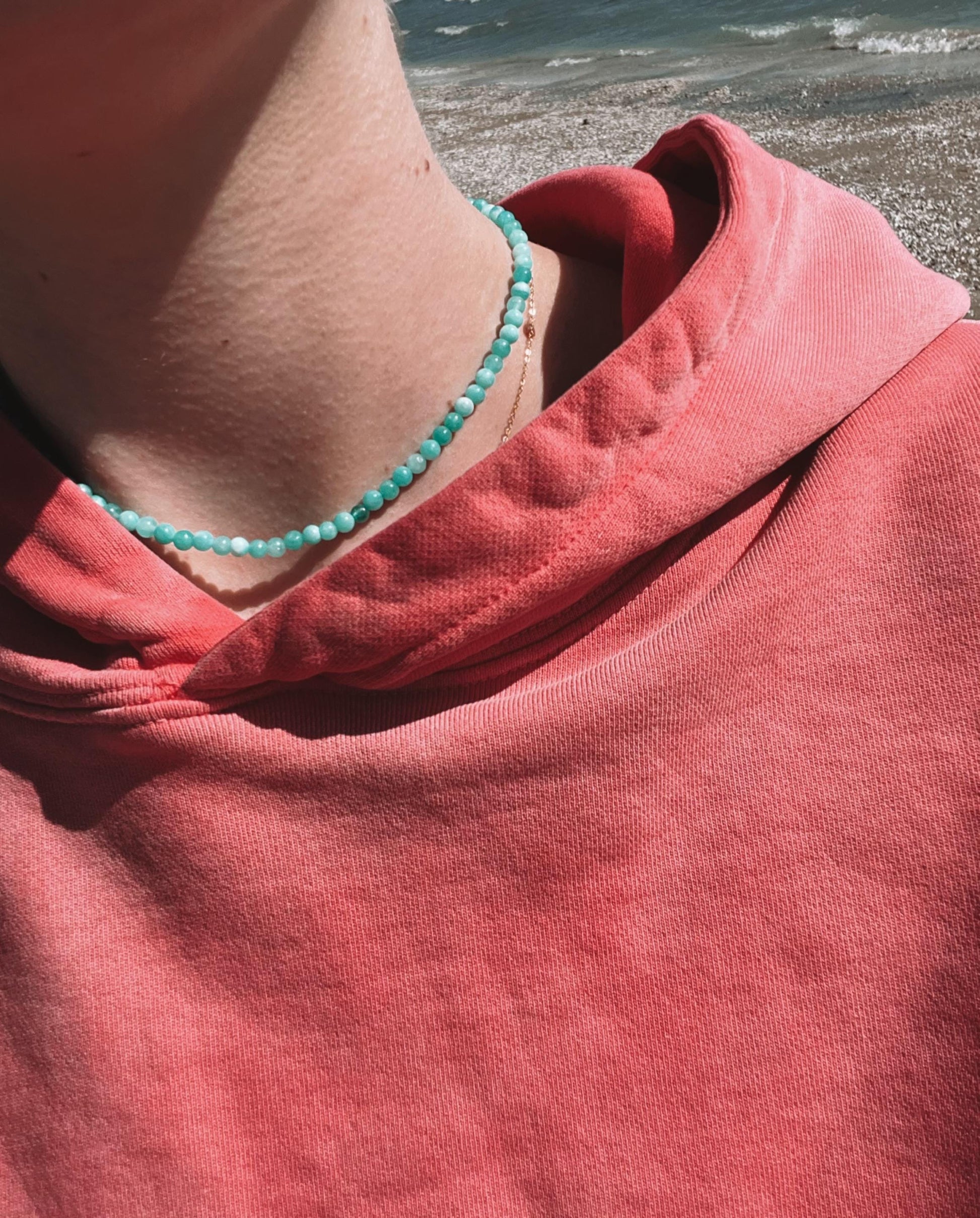Amazonite Bead Necklace | Surfer Girl Natural Gen Stone choker | Summer 2025 Y2K 2000s necklace My Store